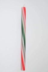 Candy cane striped taper candles 2 pc cinnamon scented for holiday tables