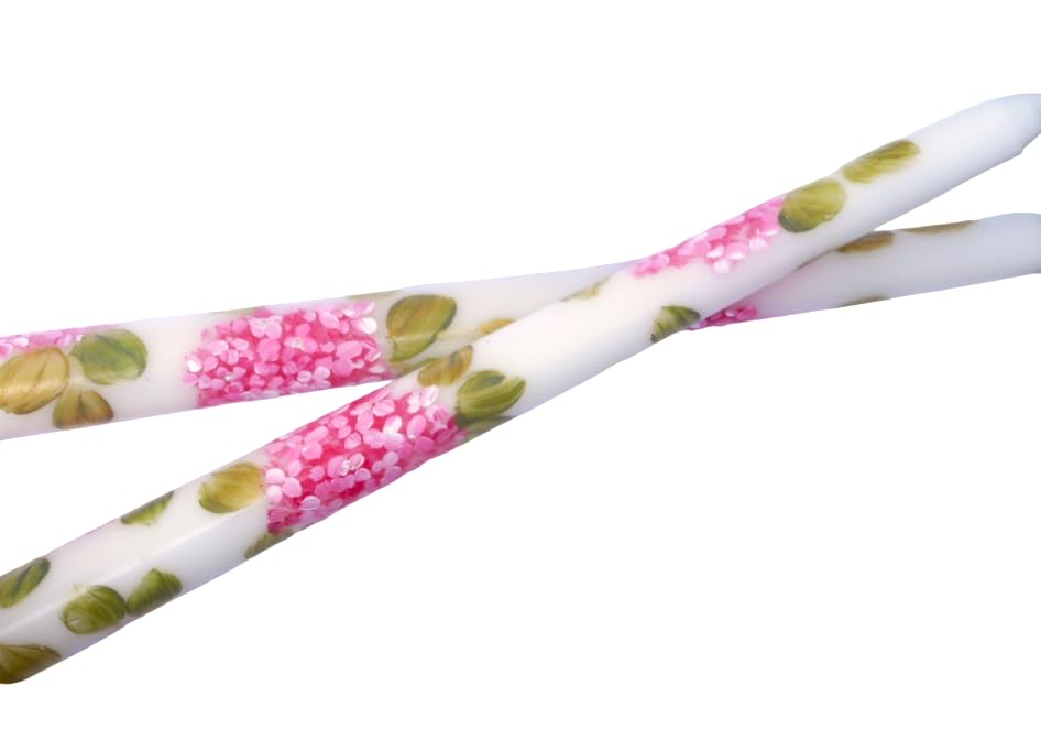 pink hydrangea decorative taper candles for table decor