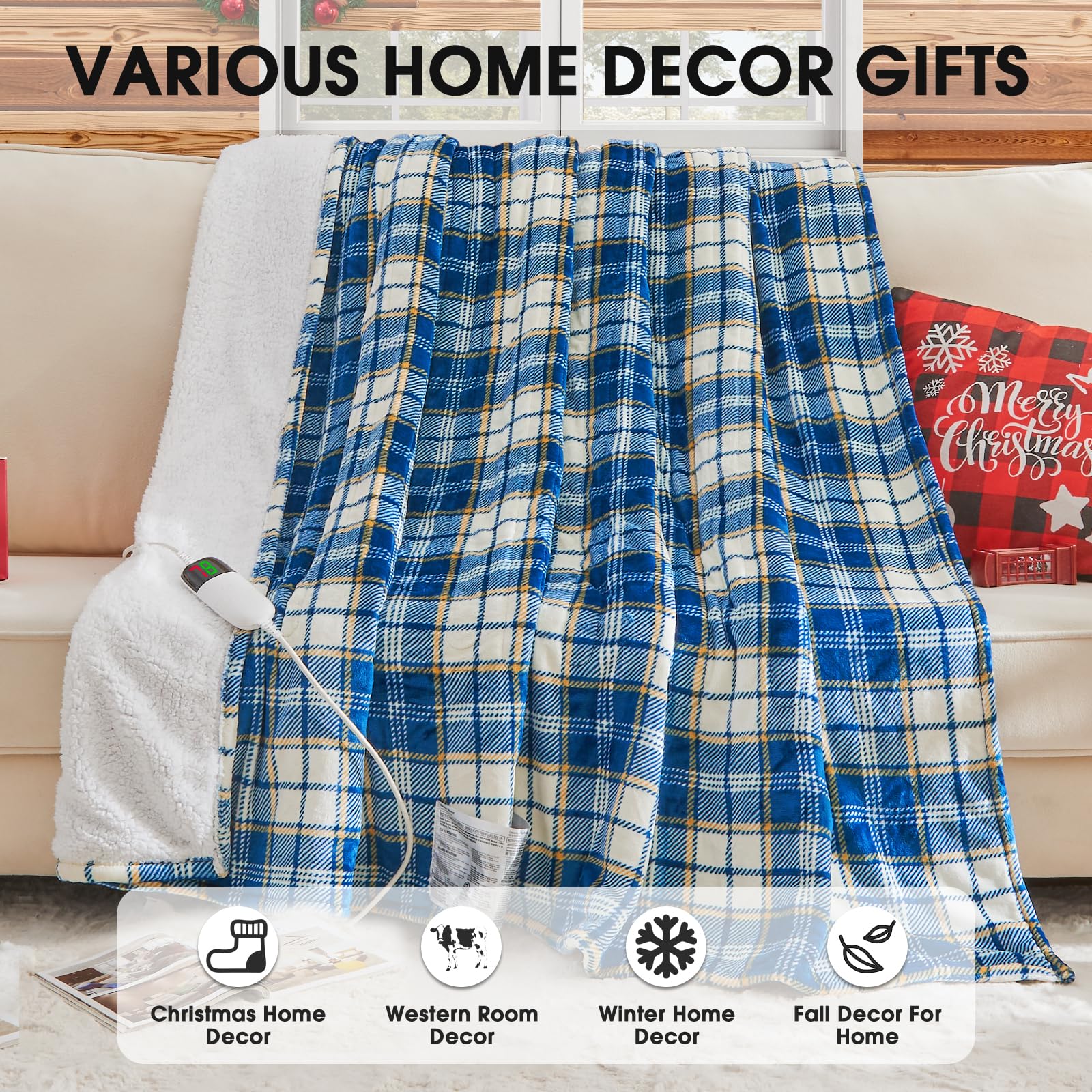Machine washable heated blanket 50x60 with controller