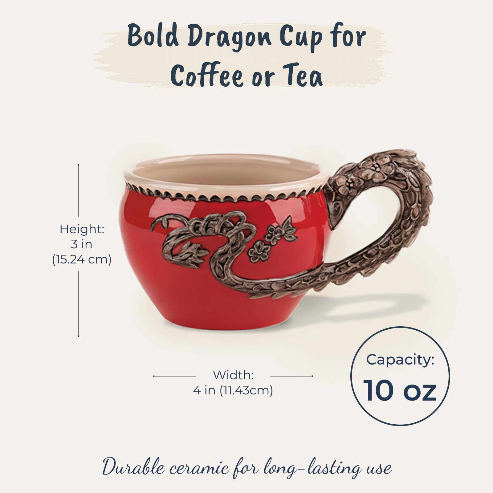 5.5 x 4 x 3 inch mug with 10 oz capacity
