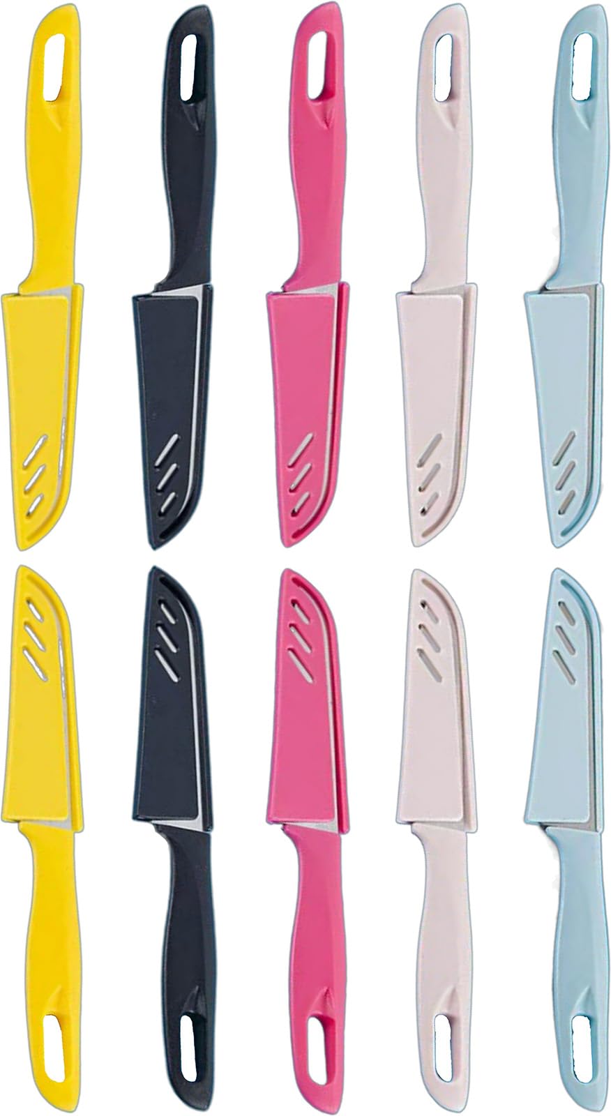 ten-set paring knife set with german steel blades and colorful handles