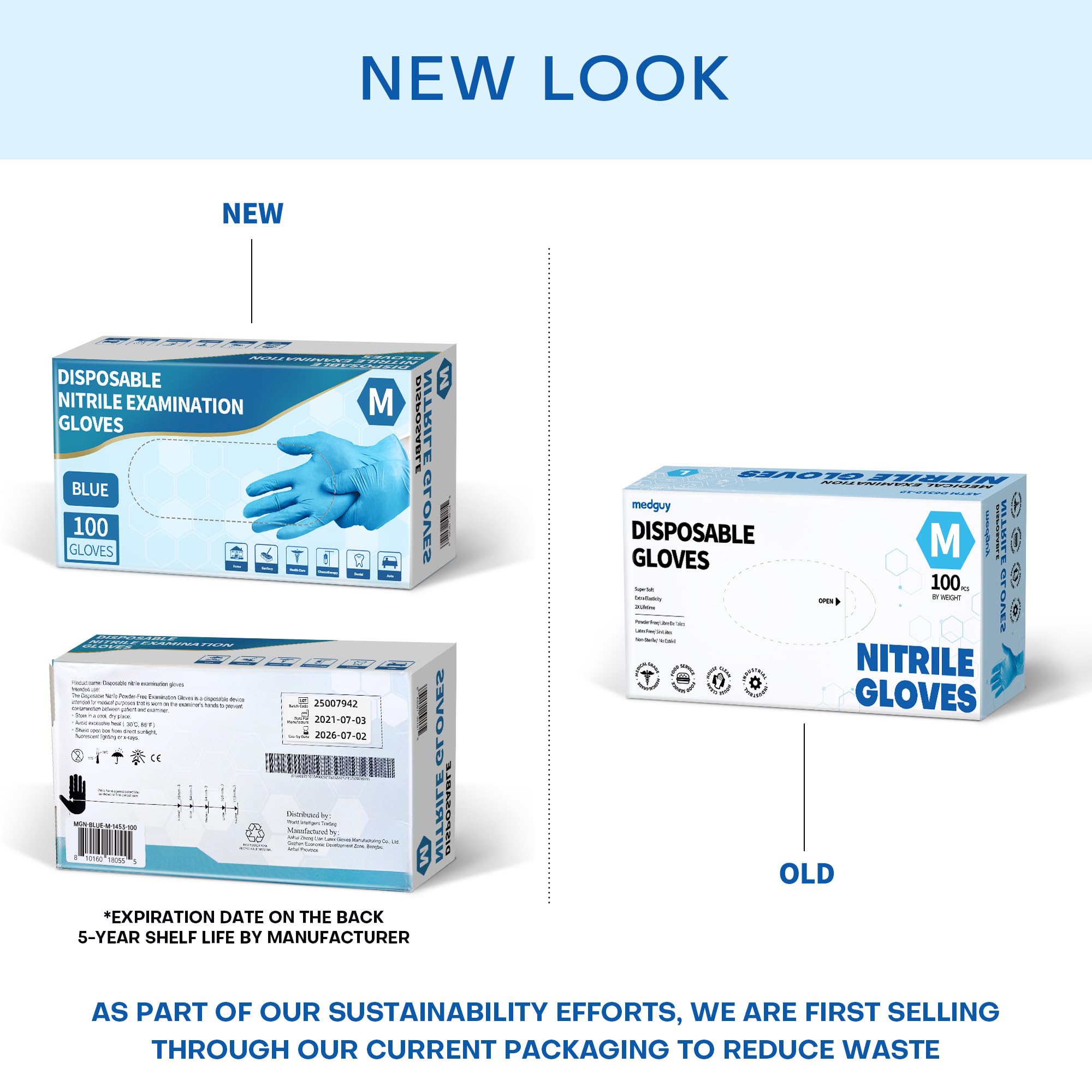 Blue nitrile gloves bulk packaging for hospitals and labs