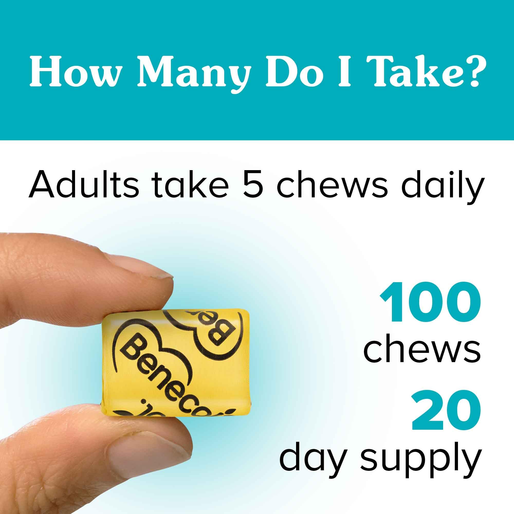 Serving five chews delivers 2 grams plant stanols