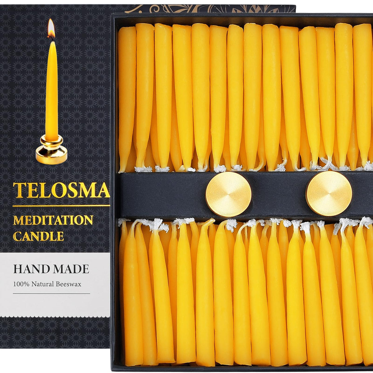 Set of 100-pack pure beeswax meditation candles