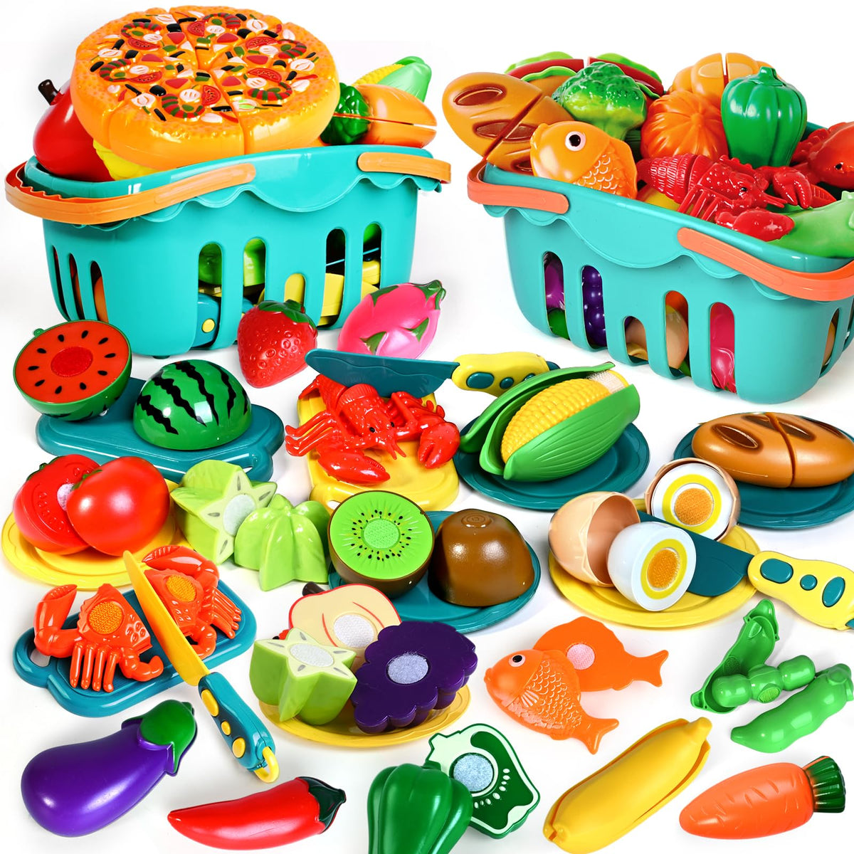 Packaging image for 100 Pcs Play Food Set for Kids Kitchen