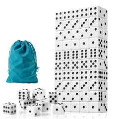 Set of 100 white 16MM opaque d6 dice