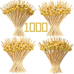 1000pcs cocktail picks kit bamboo with gold ball style