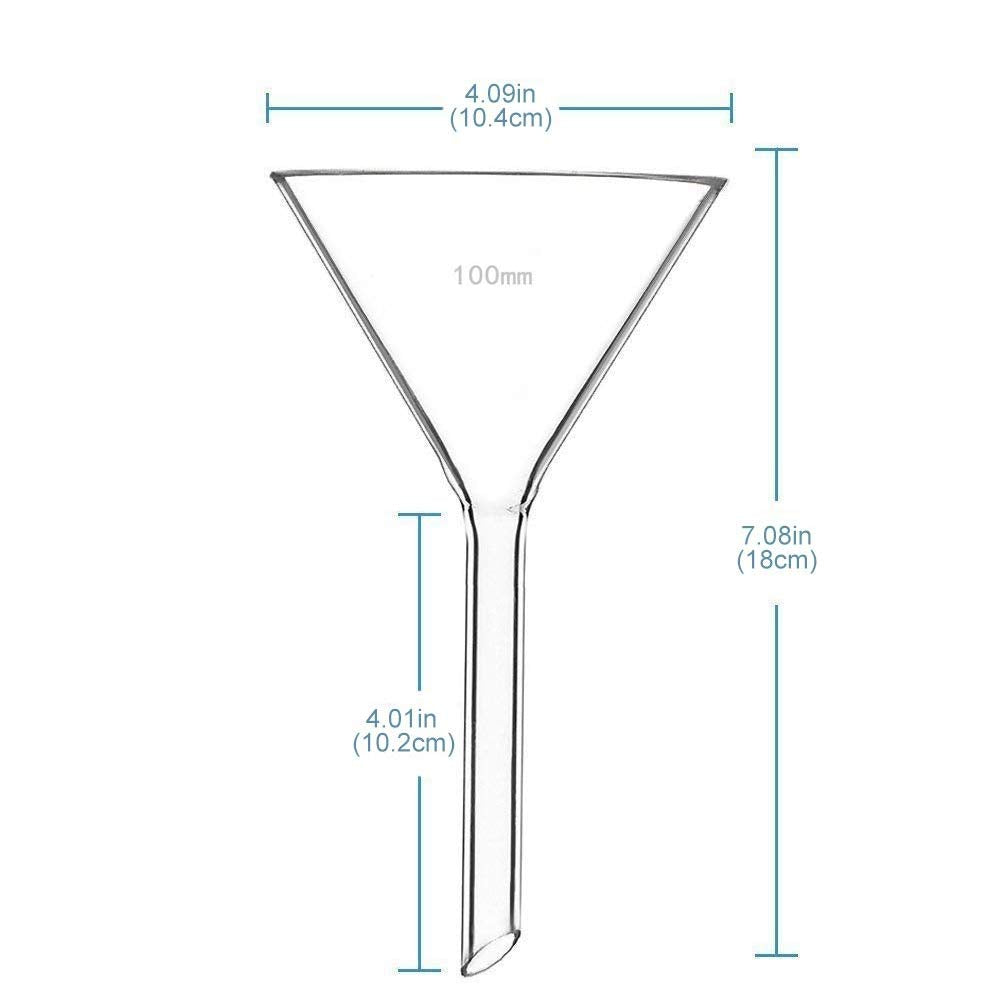 100mm borosilicate glass funnel heavy wall stem 100 mm
