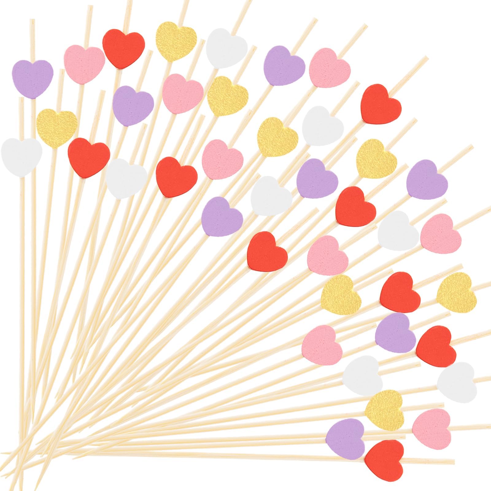 Heart cocktail picks set of 100pcs in assorted colors