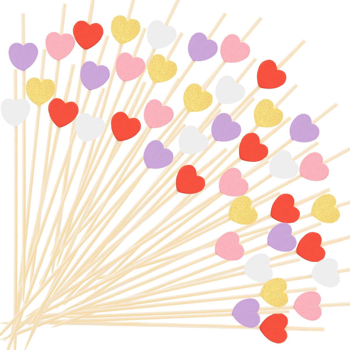 Heart cocktail picks set of 100pcs in assorted colors