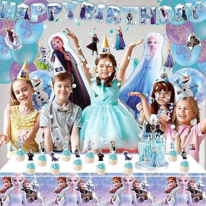 Foil and latex balloons from the Frozen party set