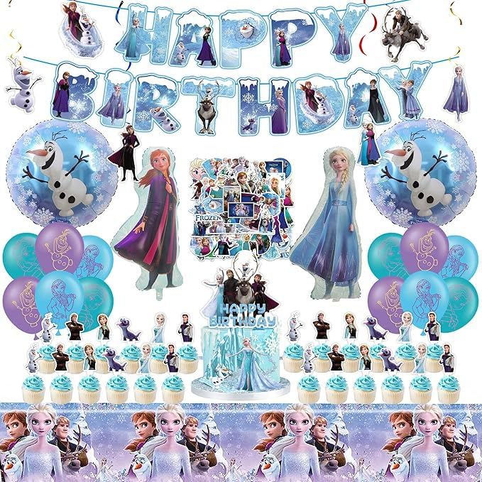 102 Psc Frozen banner featuring Happy Birthday text