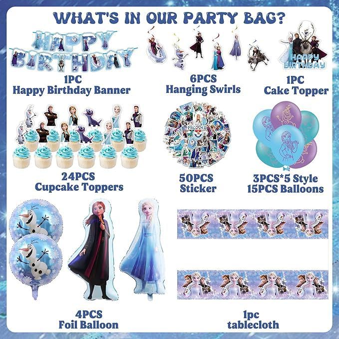 Frozen tablecloth with snowflake motifs for party decor