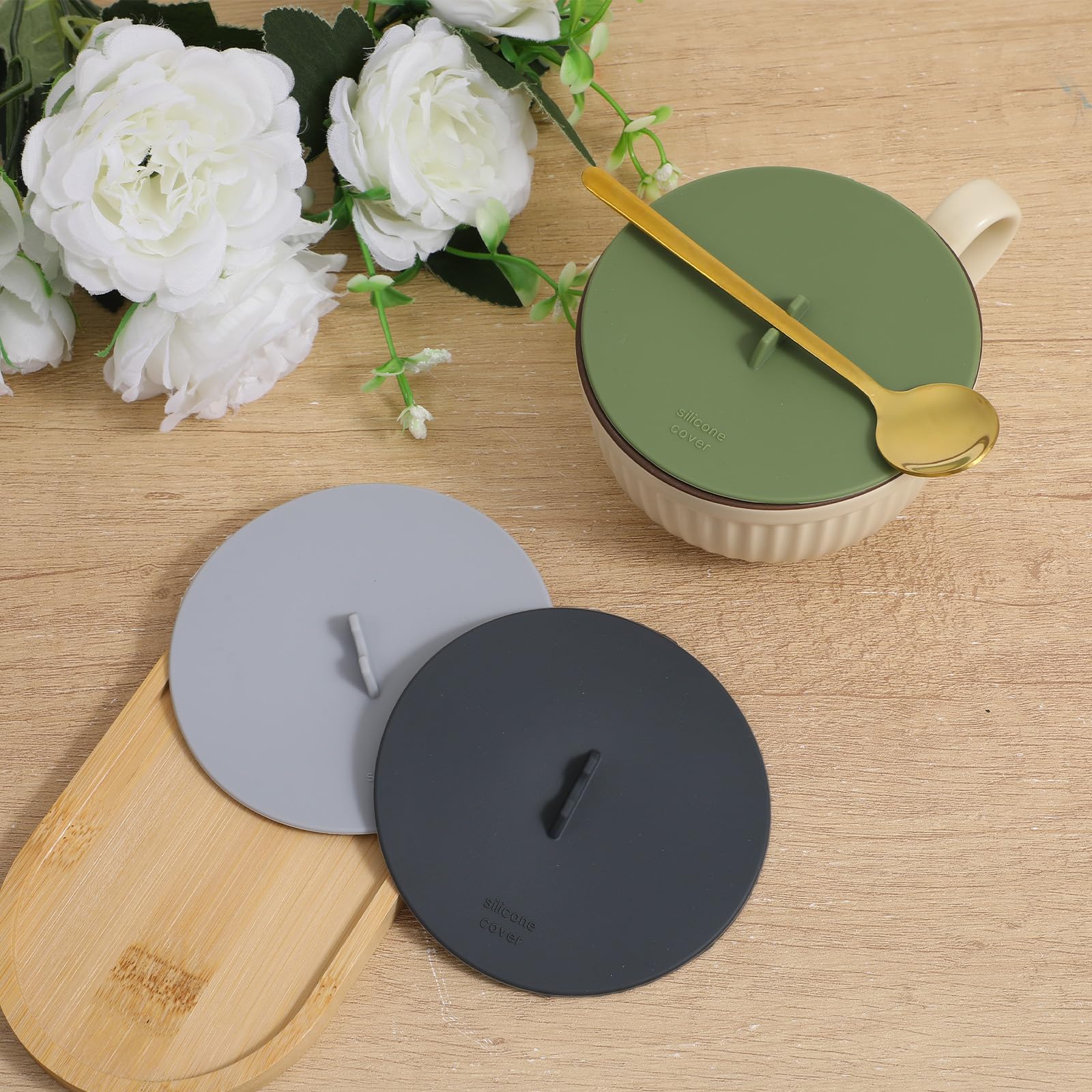 Dustproof leakproof silicone mug lid for cups