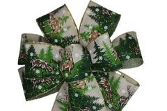 10inch deer evergreen wreath bow on display