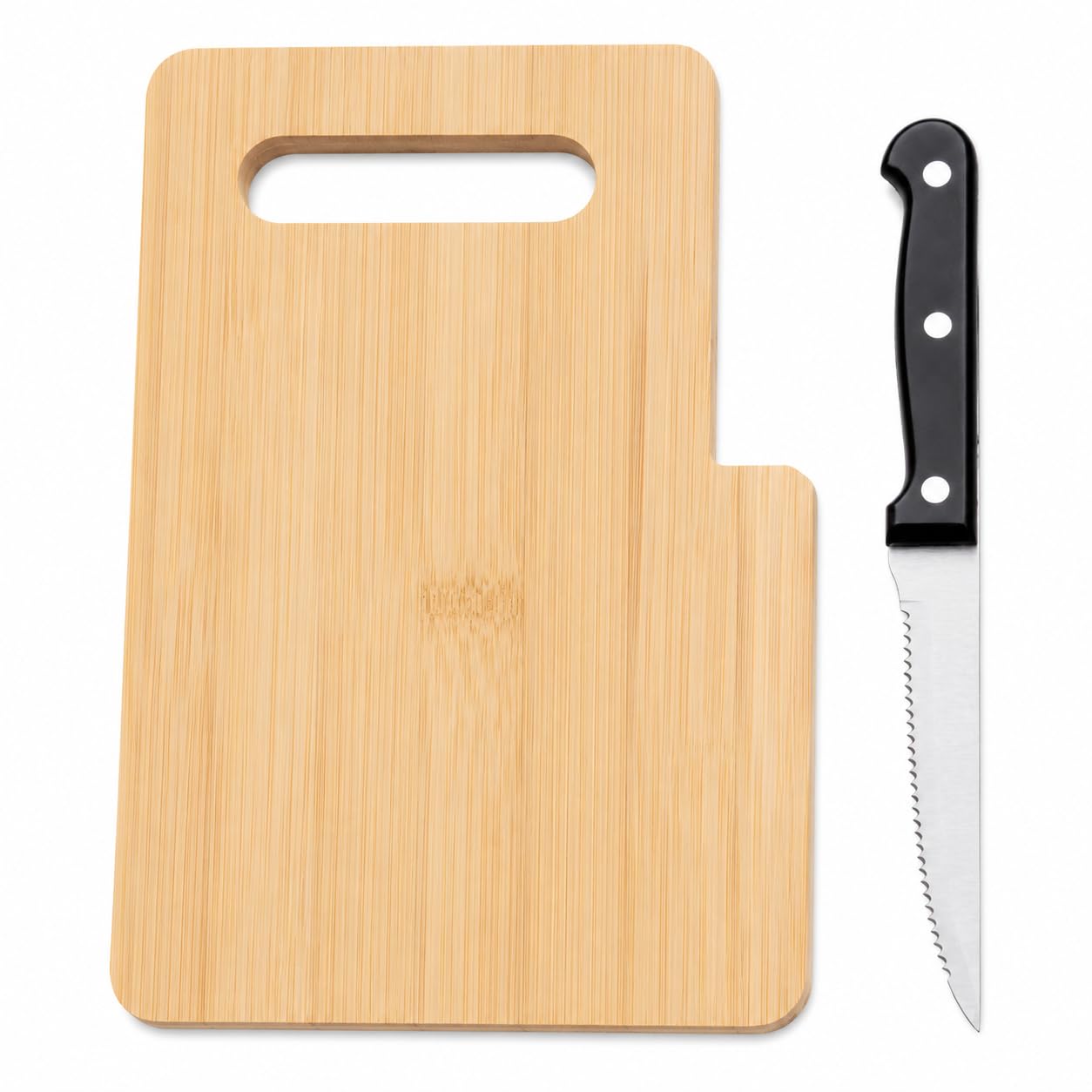 Hand wash only bamboo cutting board and knife set