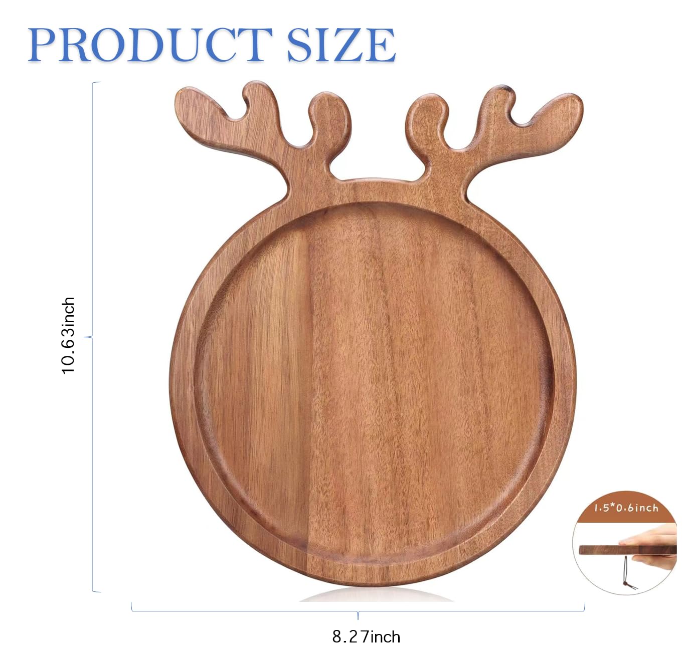 10x8 inch wooden dinner plate handmade acacia wood