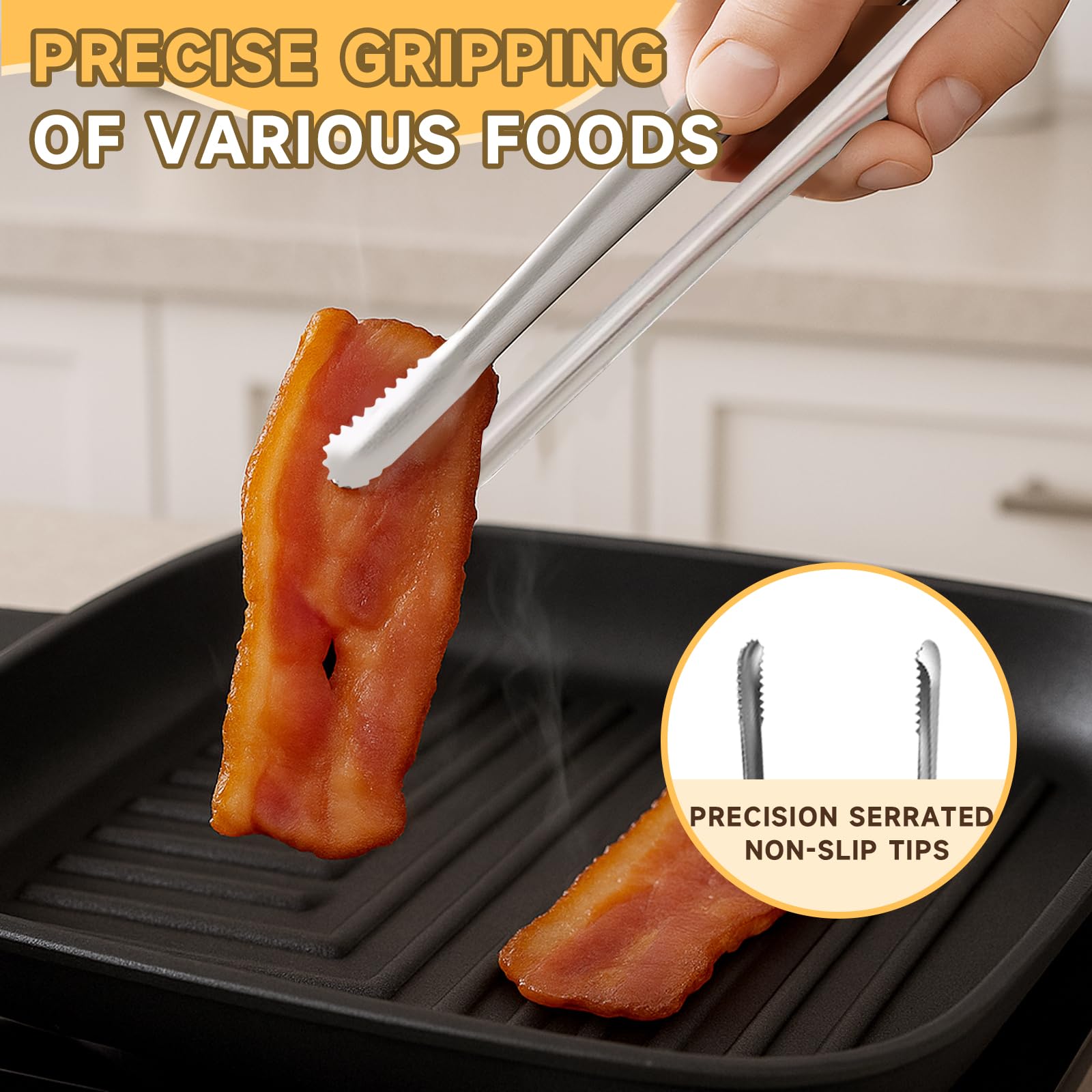 Stainless steel kitchen tweezers tongs 9 inch set