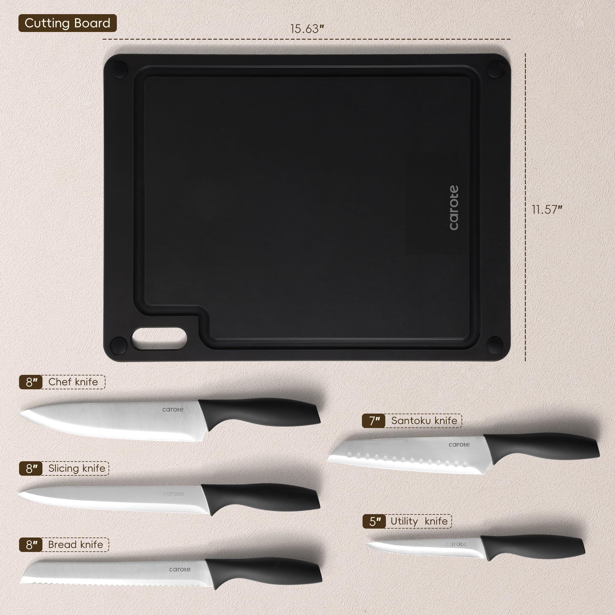 11-pcs kitchen knives rustproof stainless steel blades