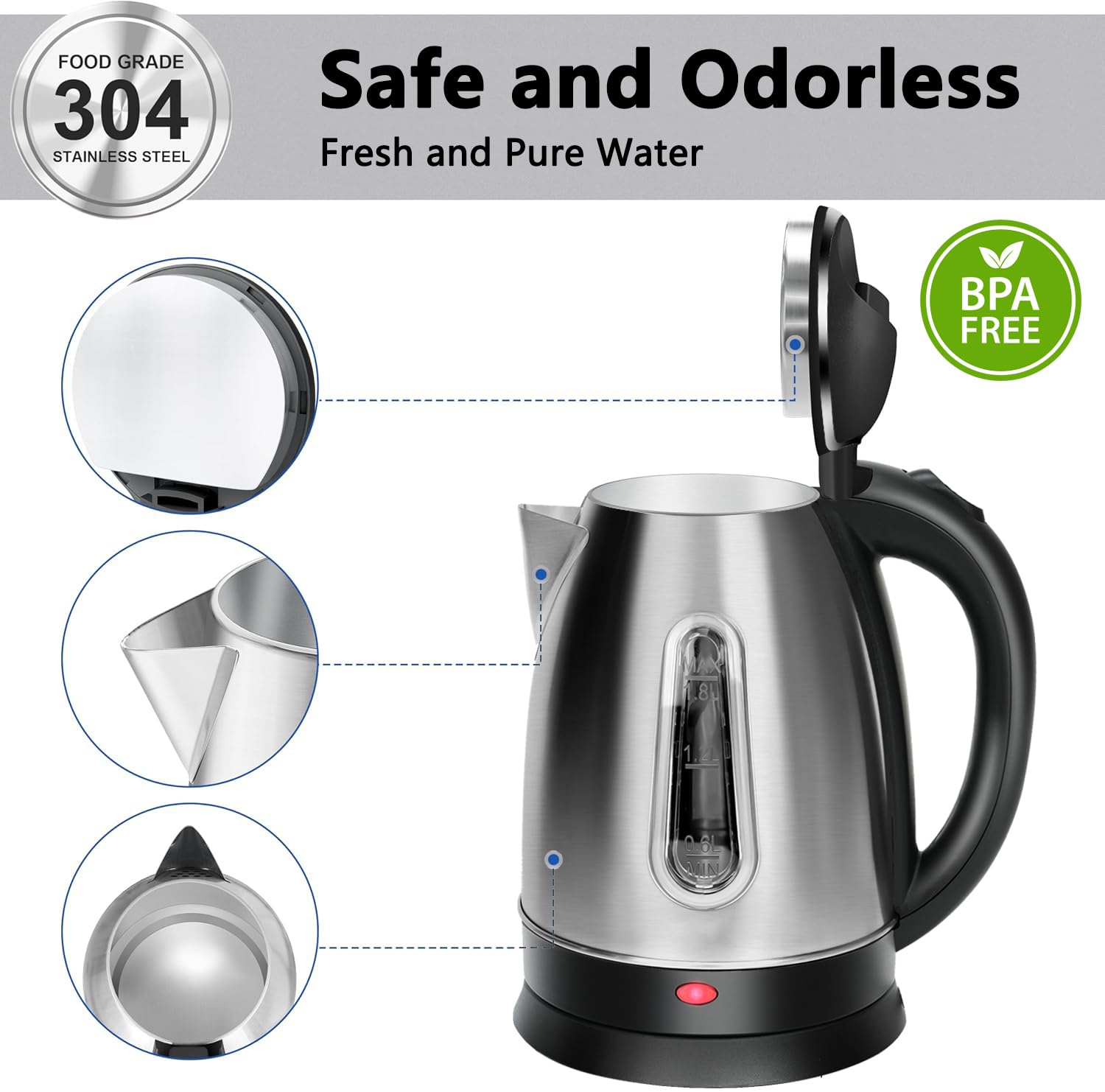 1100 watt rapid boiling electric kettle