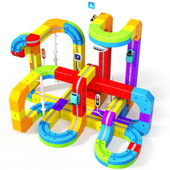 Six track shapes and building blocks for kids electric train set