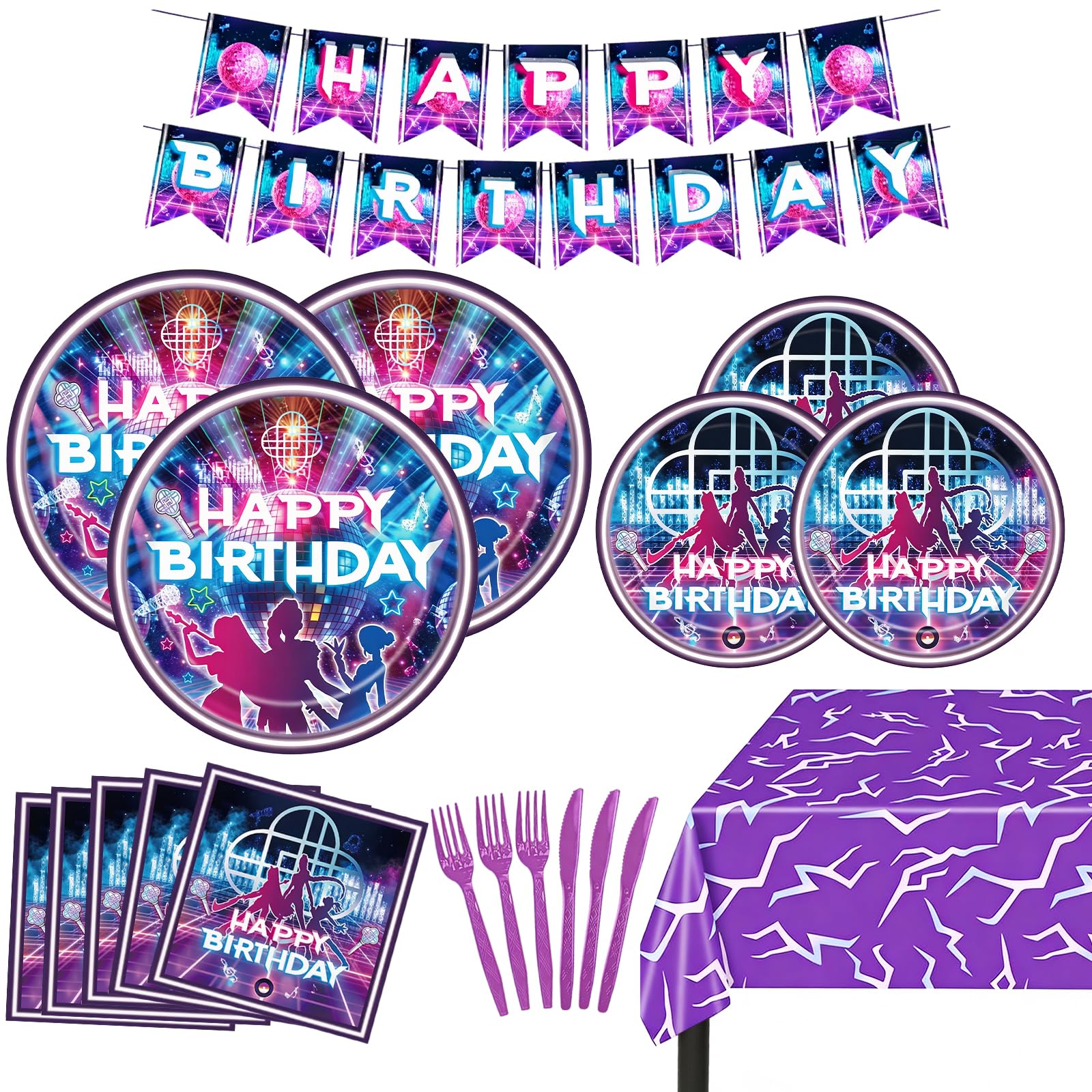 116 piece Kpop party supplies set including plates napkins and tableware