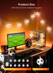 Battery operated LED soccer string lights ready for quick brightness