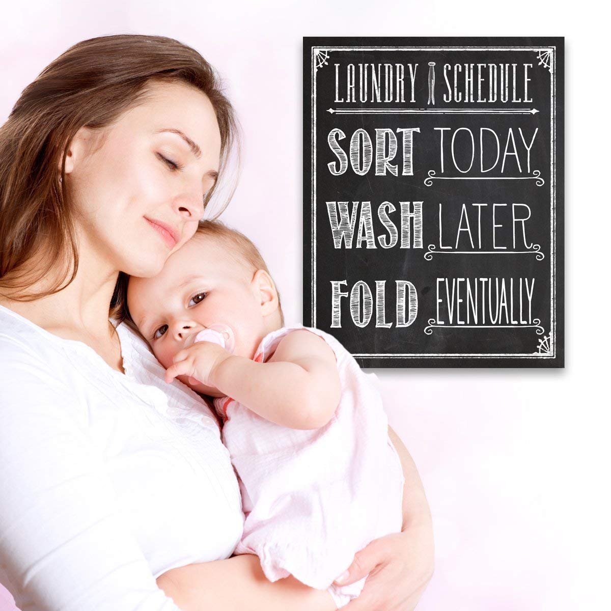 Laundry Room Decor Print 11x14 Typography Art Laundry Schedule Chalkboard Look