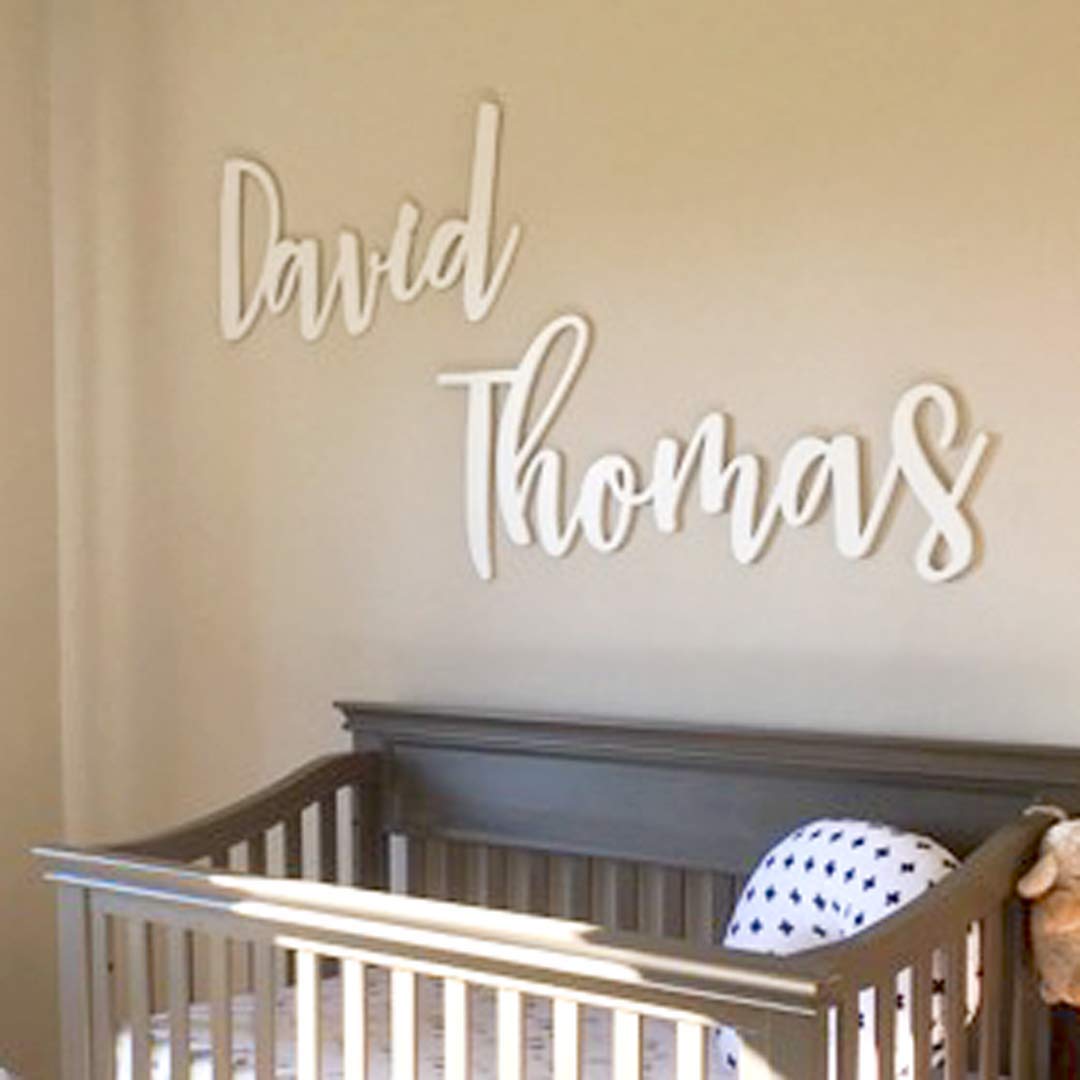 Hand Script letters name sign for wall decor