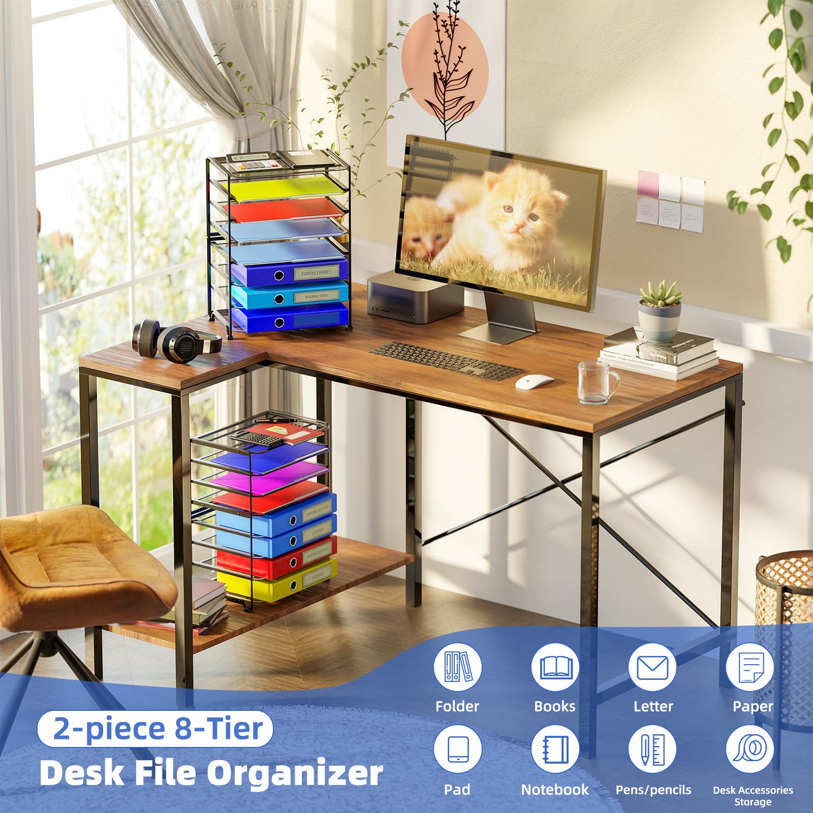 Two-pack 8-tier letter trays for office desktop