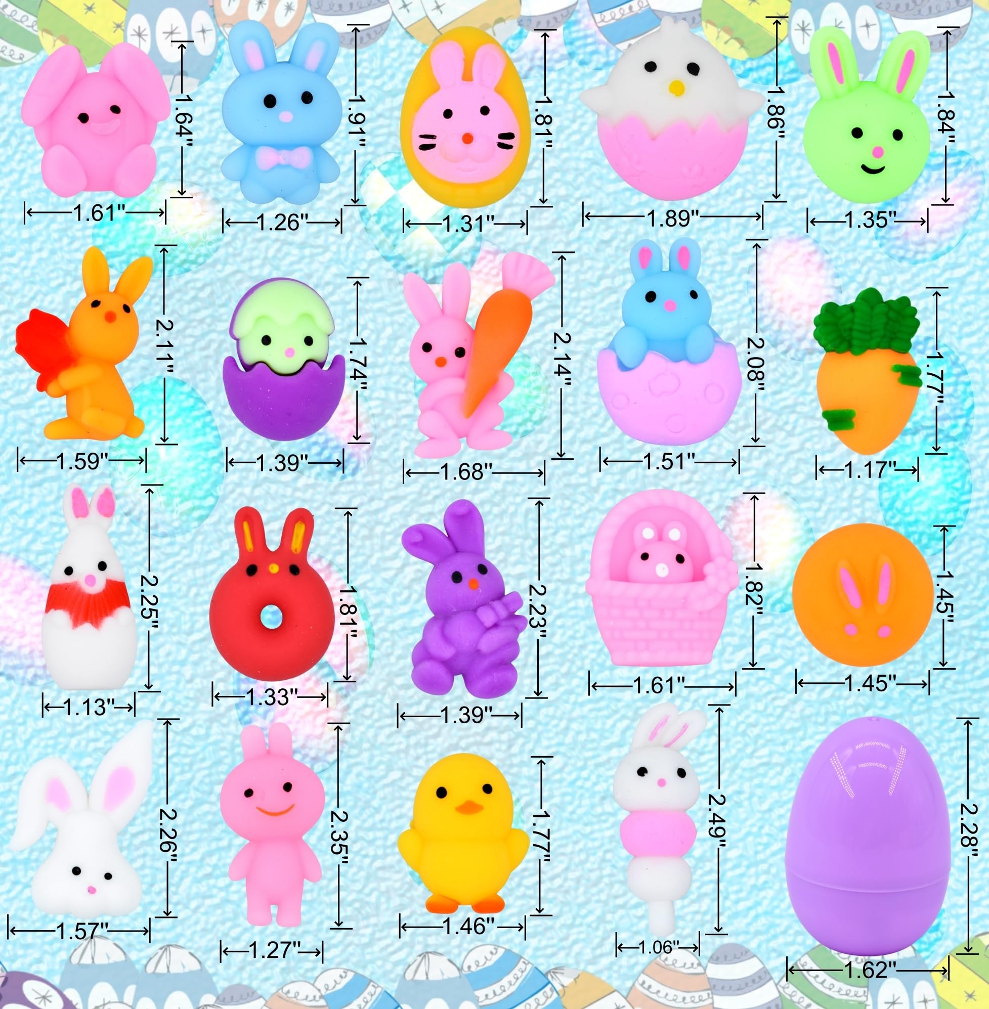 Two eggs per color making 24 eggs total