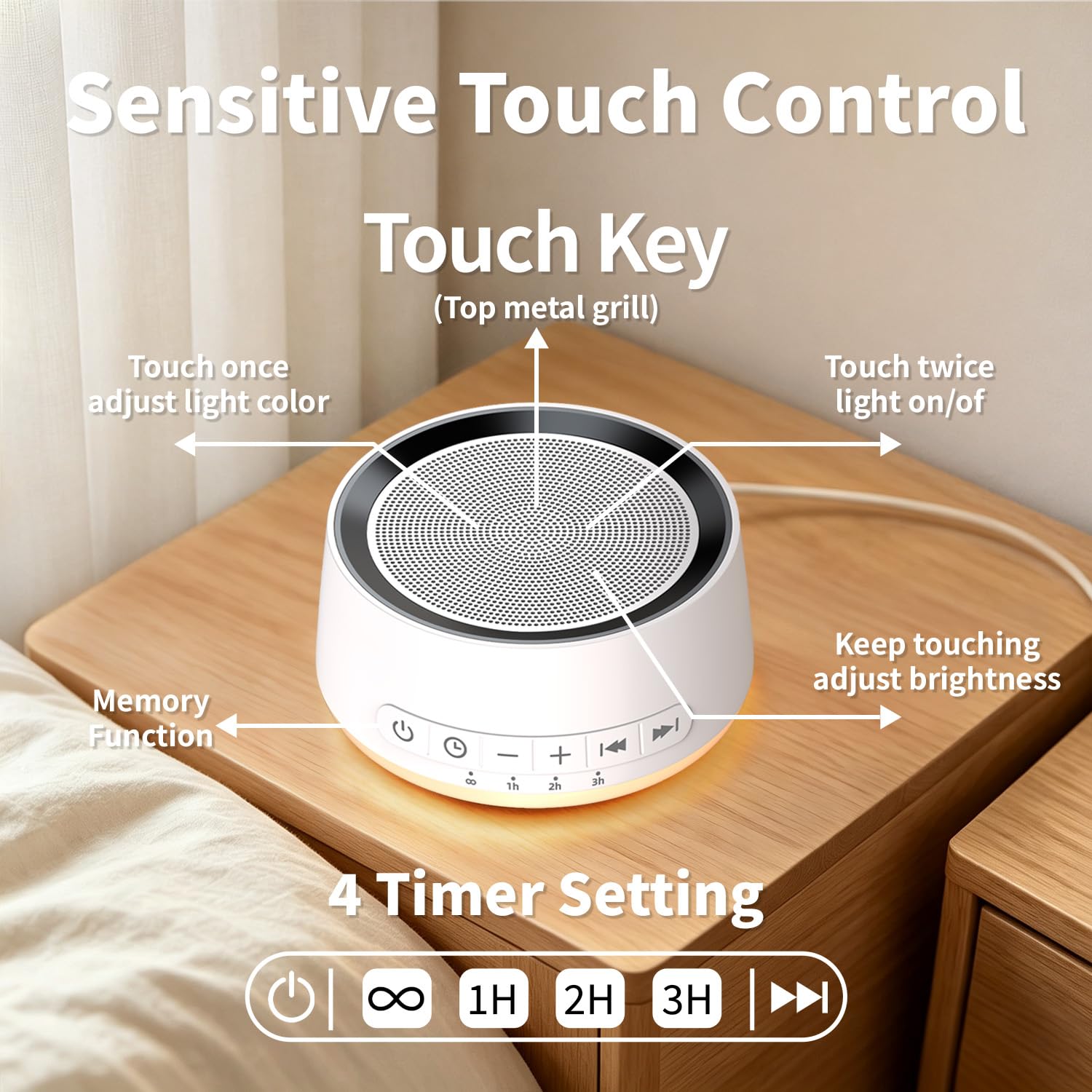 12 colors night light with adjustable brightness depicted