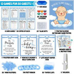 12 games included in Bemoor baby shower set for 50 guests