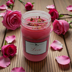 12 oz candle in glass jar with black screw-top lid 3 in diameter and 5 in height