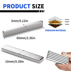12 pack neodymium bar magnets size 60x10x3 mm