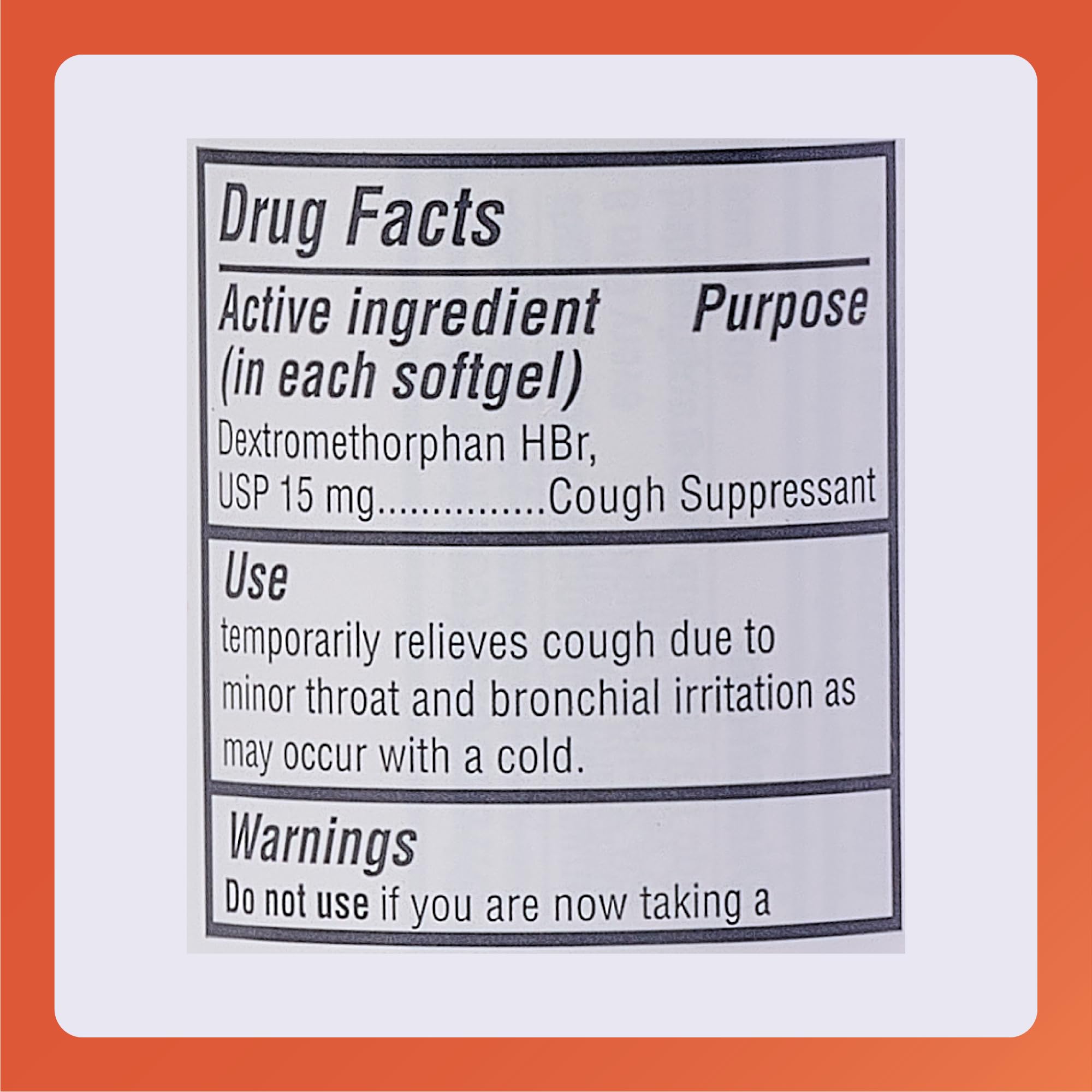 Pack of 12 softgels bottle for cough relief up to 8 hours