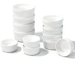 twelve piece ceramic ramekins set with three capacities