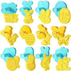 12 piece Easter cookie cutters set with 3D bunny egg chick shapes