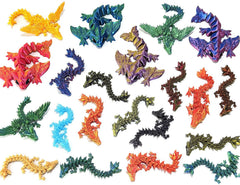 12 piece mystery 3d printed dragon set with vibrant colors