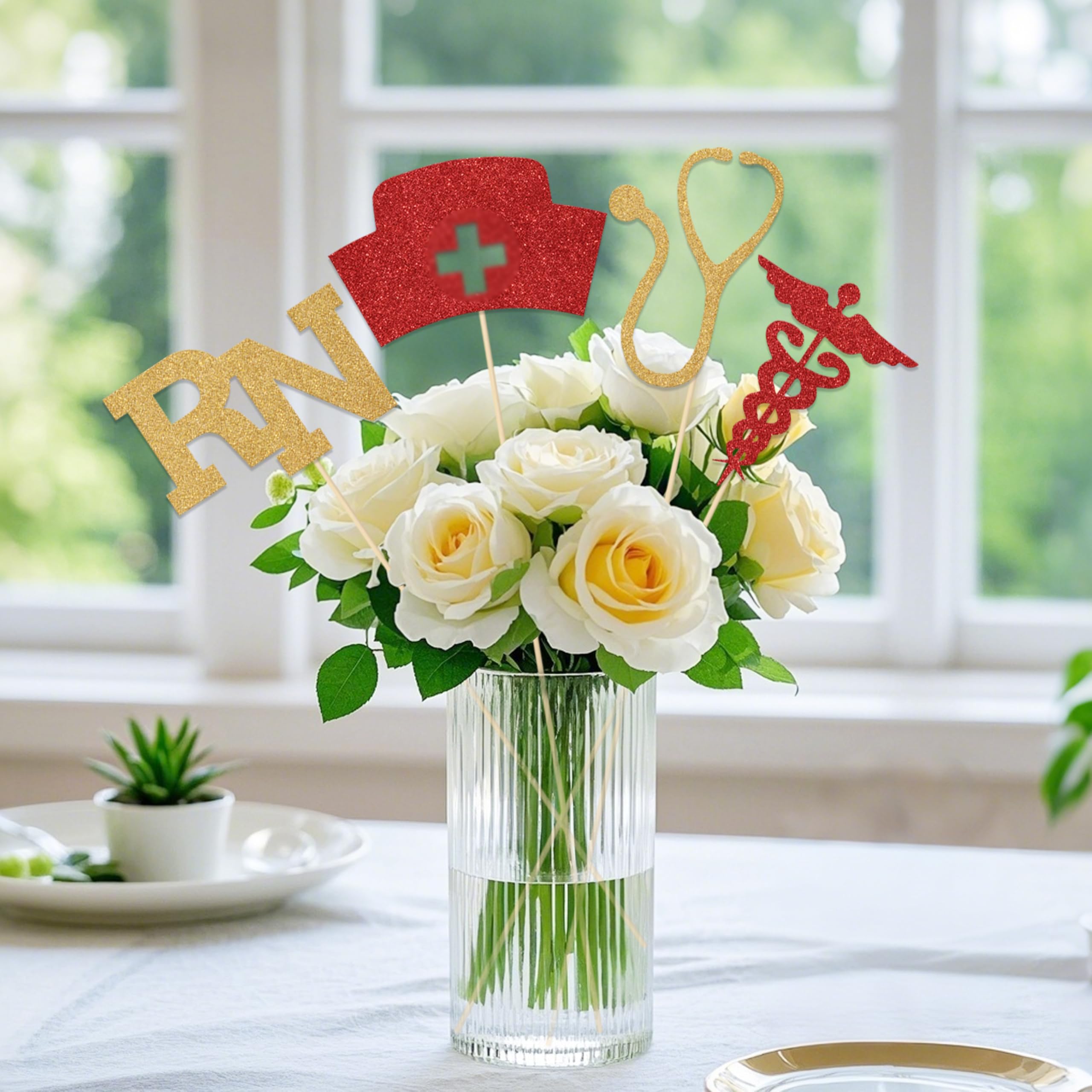 12-piece nurse graduation centerpiece sticks bundle on table