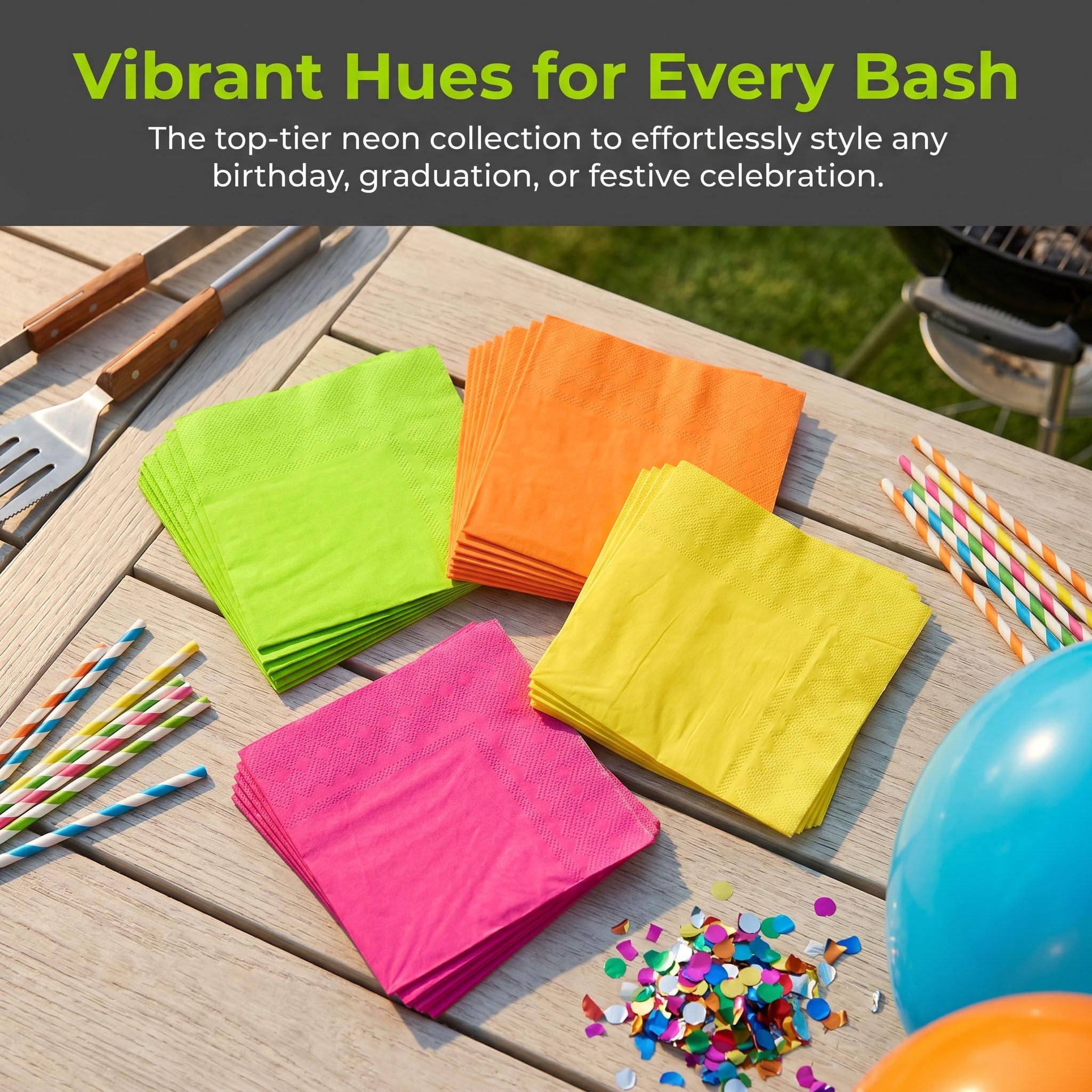 120 count neon napkins four bright shades