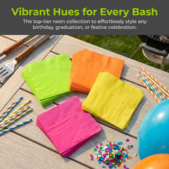 120 count neon napkins four bright shades