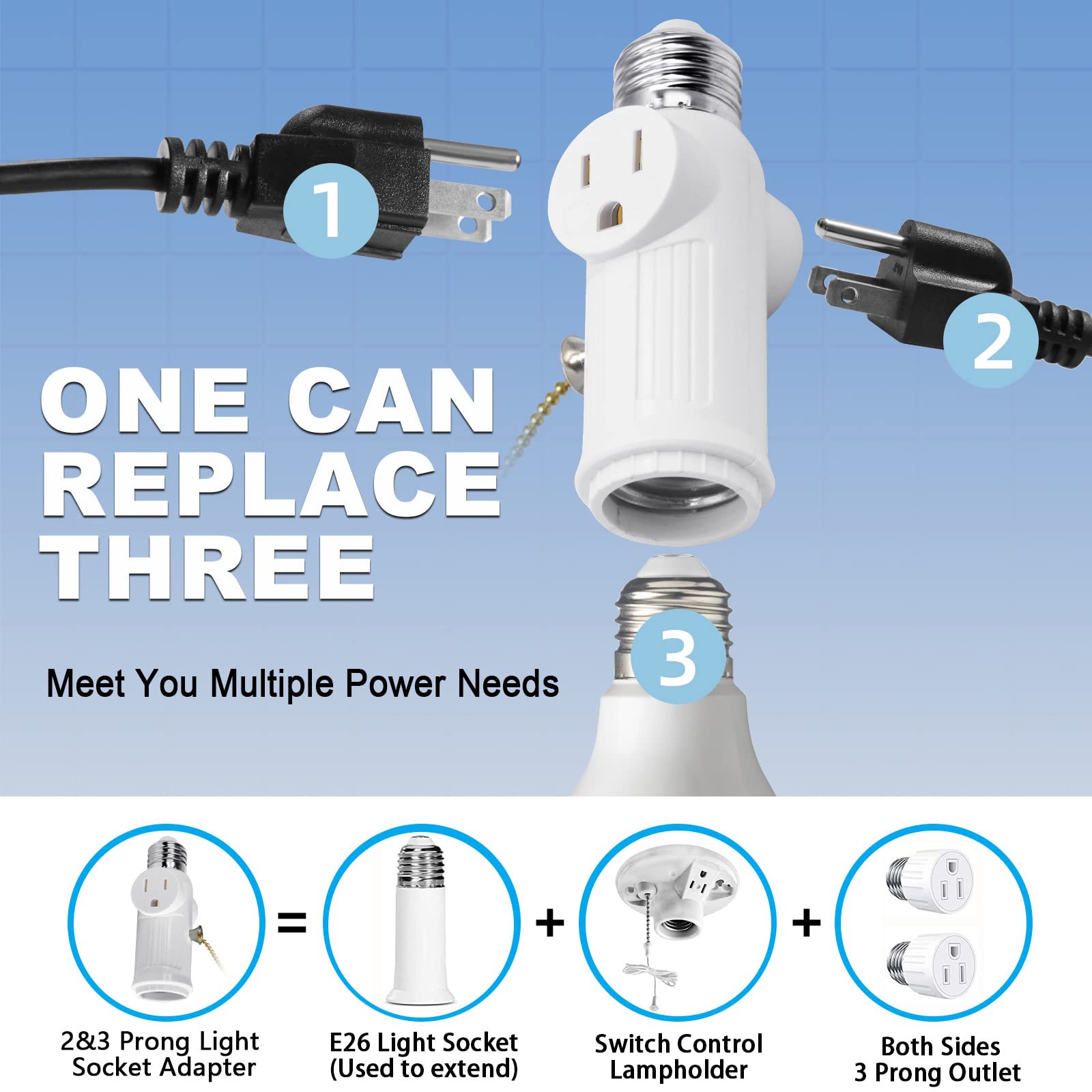 125VAC rated light socket adapter up to 1250W