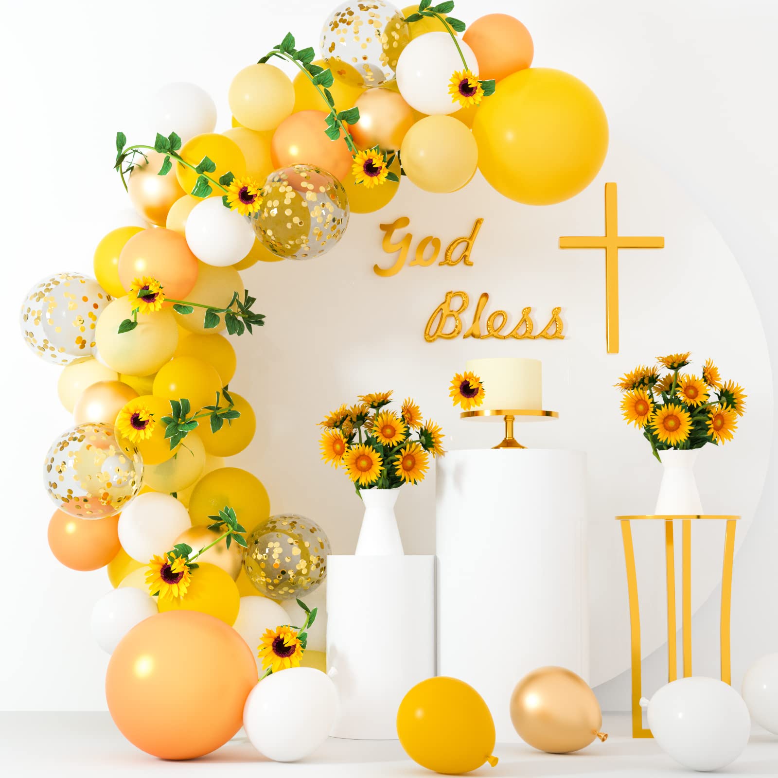 12 inch yellow gold confetti balloons