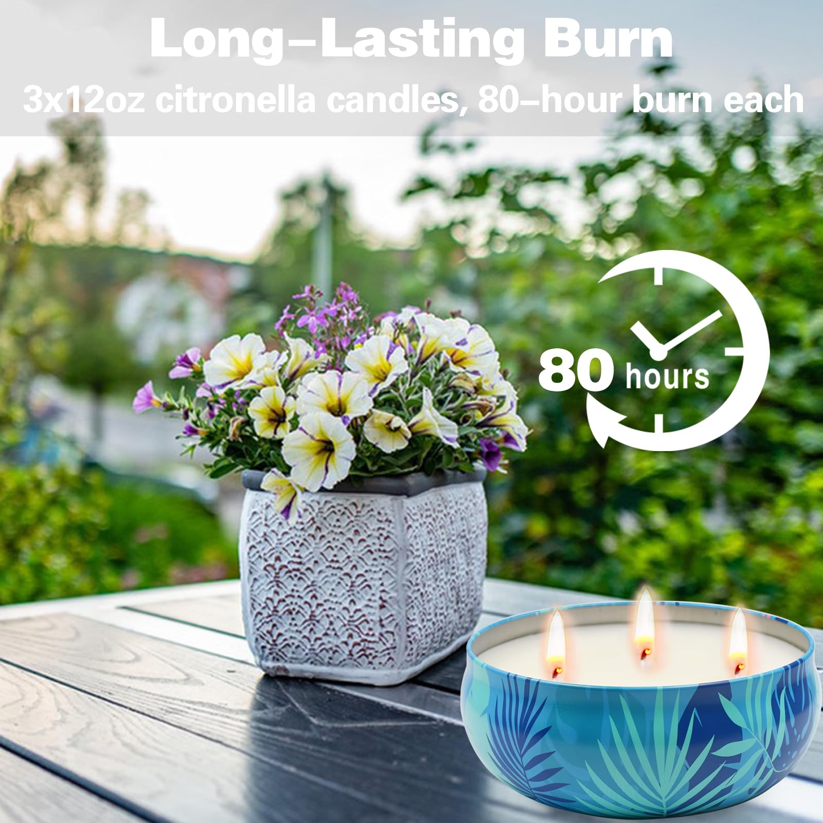 Natural soy wax citronella candle for porch and garden
