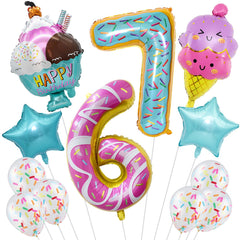 12Pcs 6 7 birthday decorations set with numbers six and seven