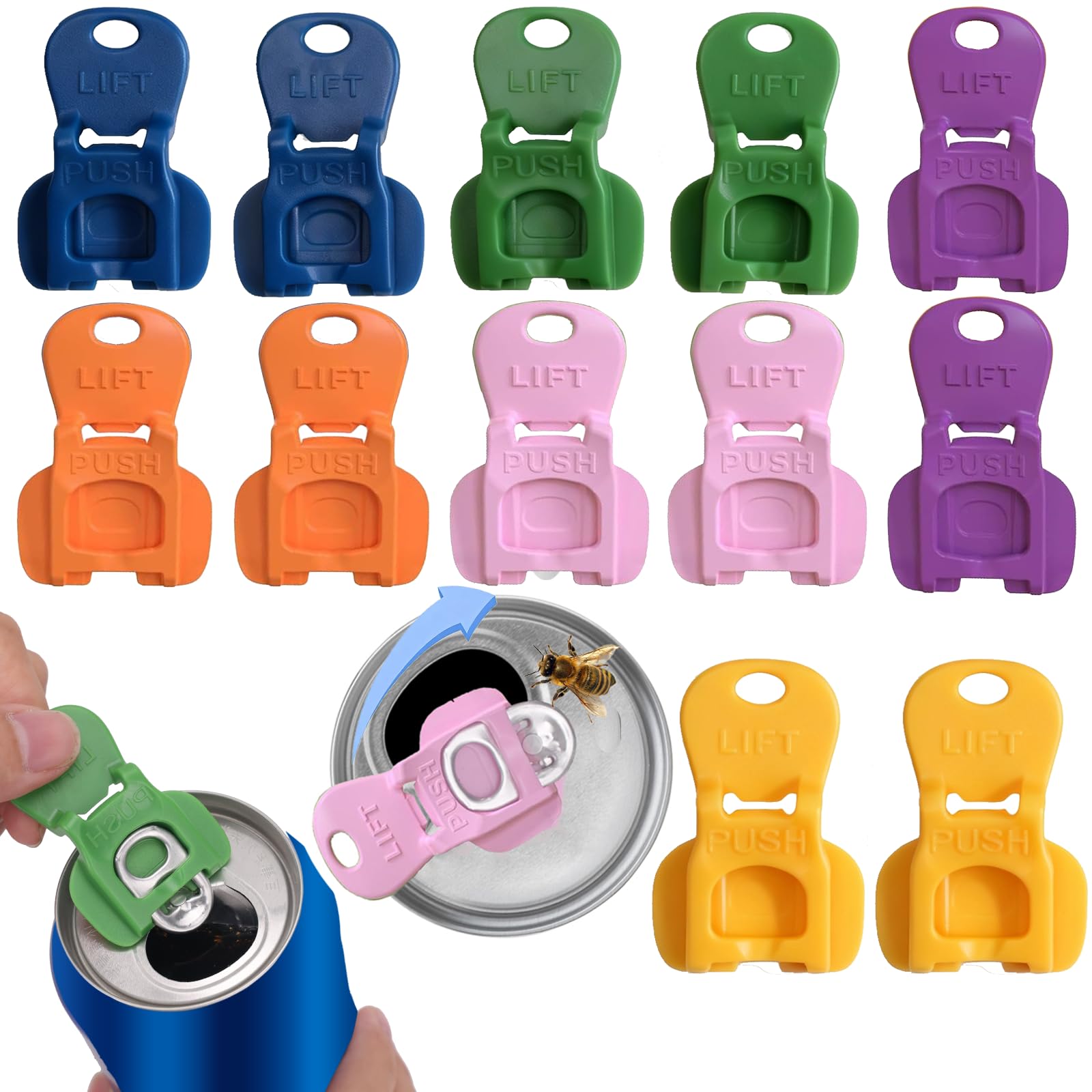 12pcs Easy Tab Opener set with colorful can covers