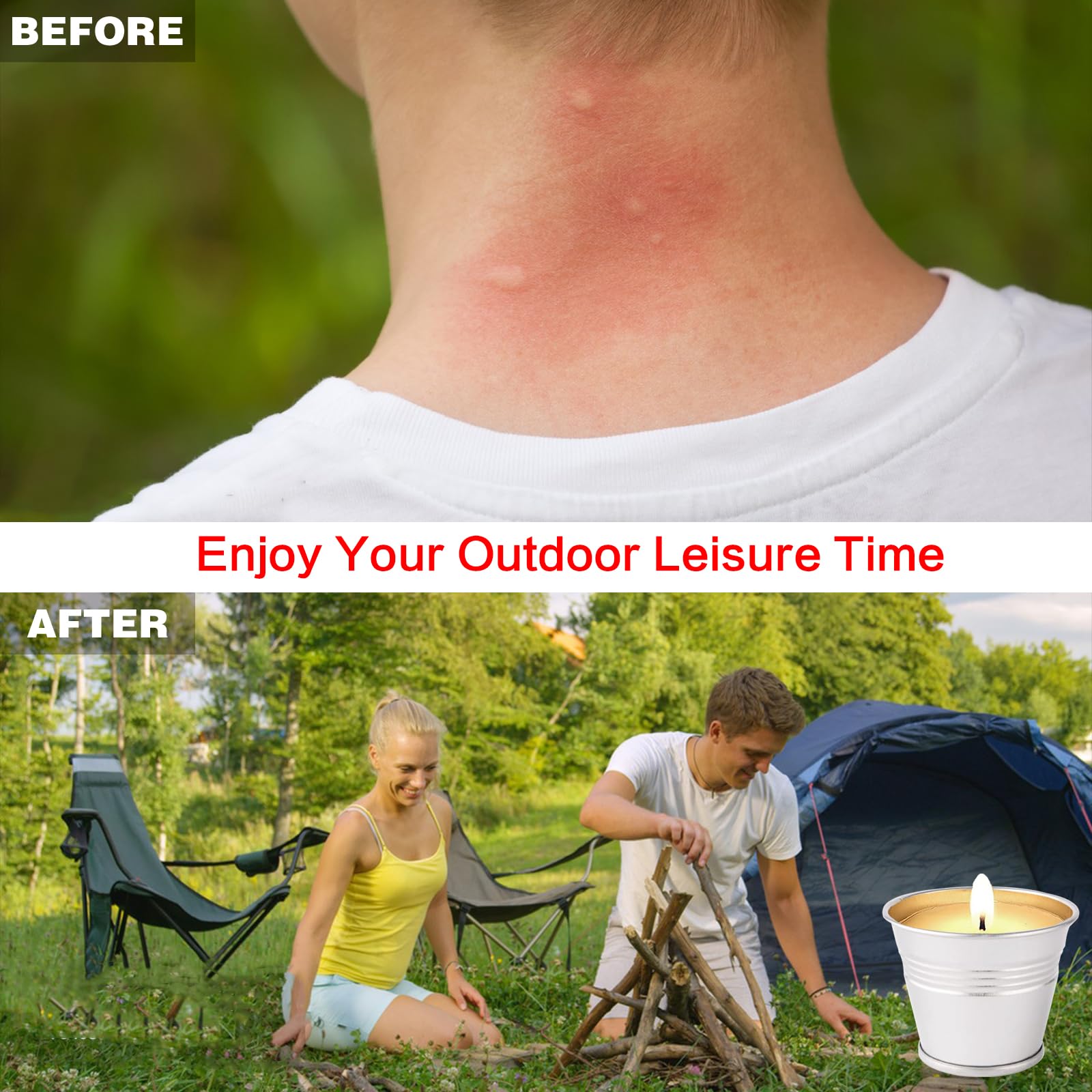 Backyard patio camping citronella candles