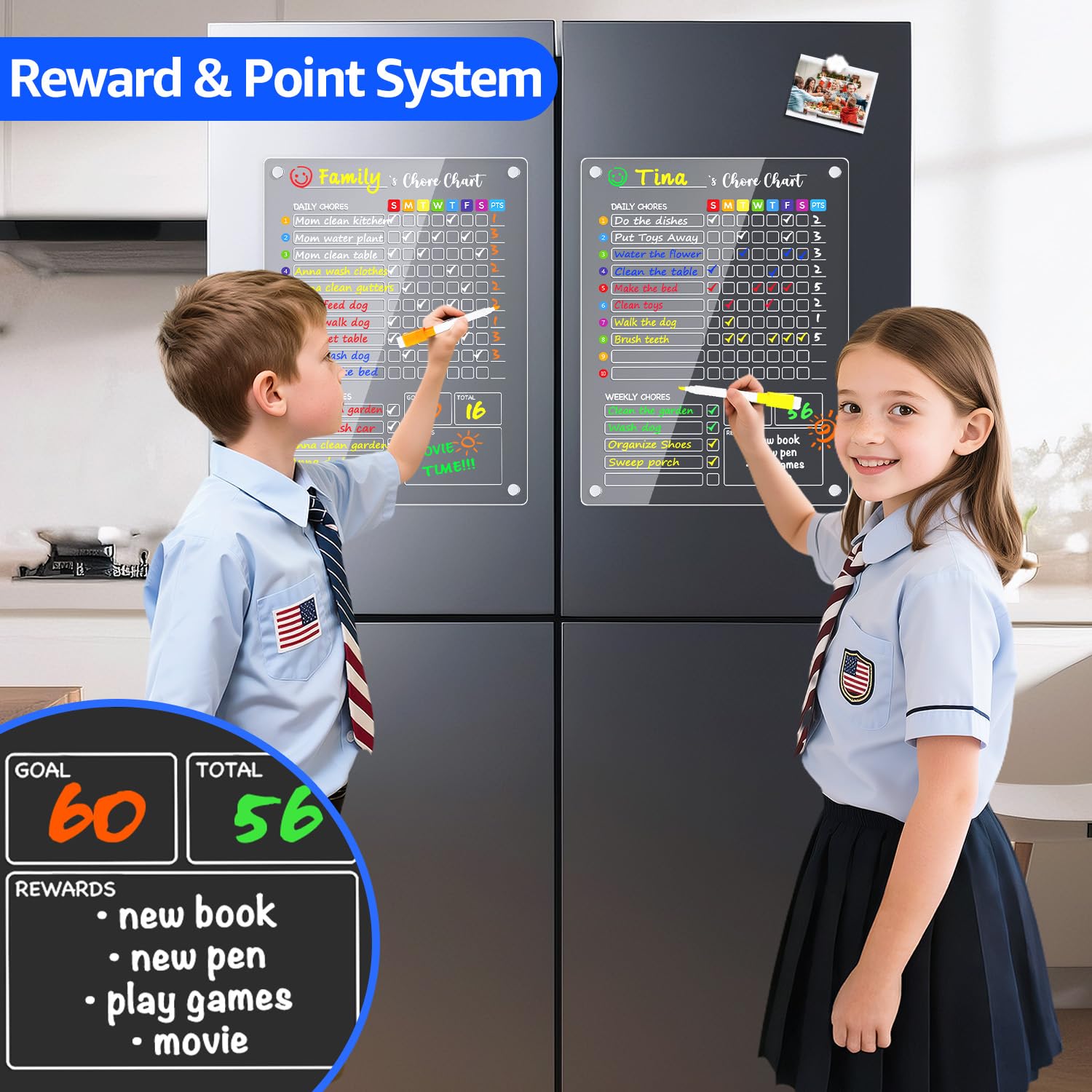 12x16 inch chore chart with color markers included
