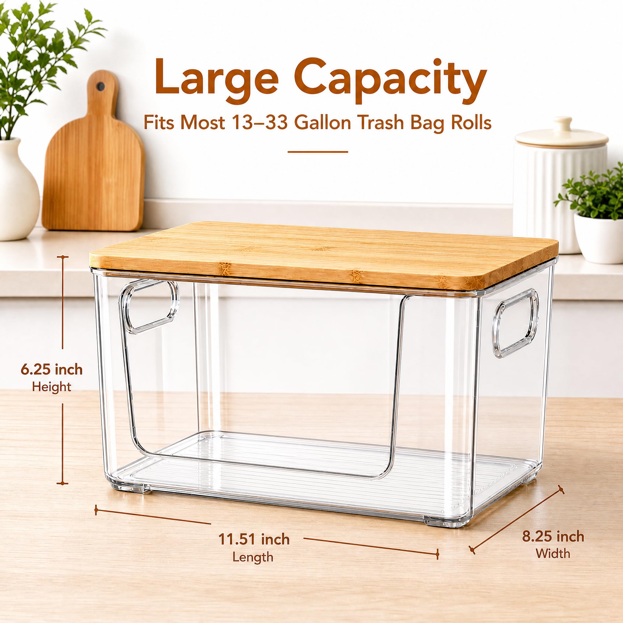 Clear PET trash bag organizer shows remaining bags